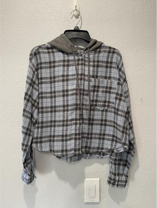 Aeropostale Tops - Aeropostale Small Plaid Hooded Shirt Jacket